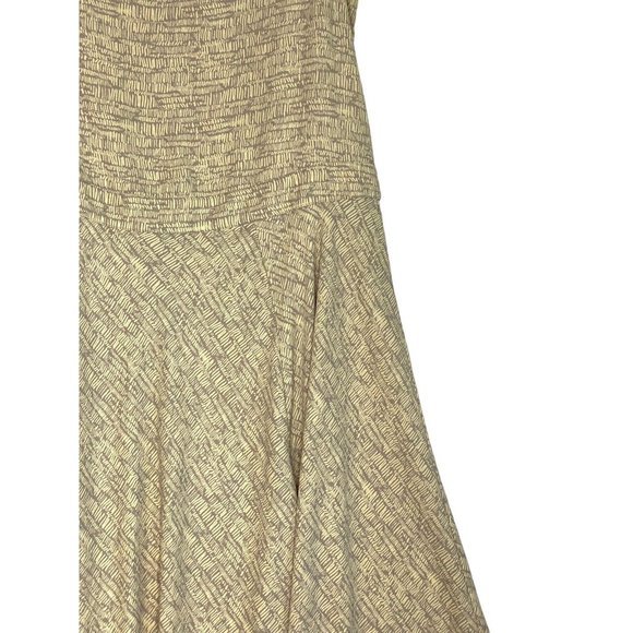Prologue Boat Neck Midi Dress L Large‎ Yellow Gray Print Front Slits Sleeveless - Picture 2 of 9